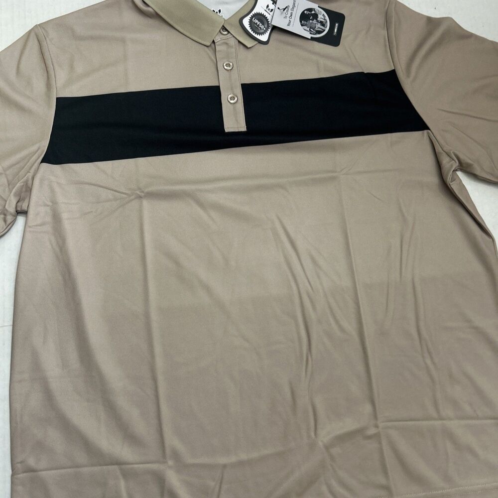 MOHEEN Cool Dri Polo Shirt Men's UPF 50 + Tan & Black Size XL